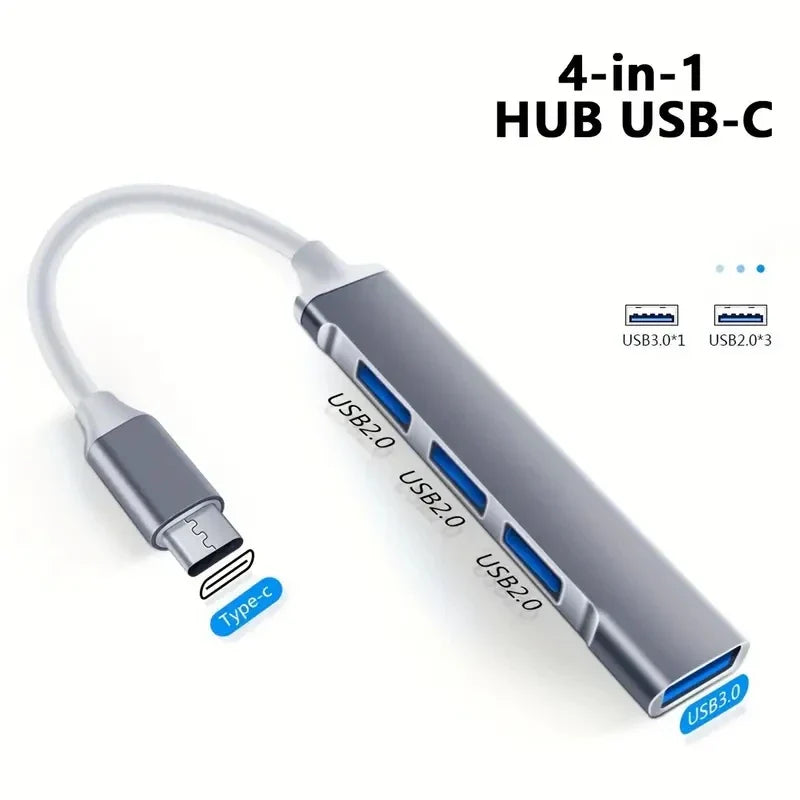 4 Port Multi Splitter Type C Adapter