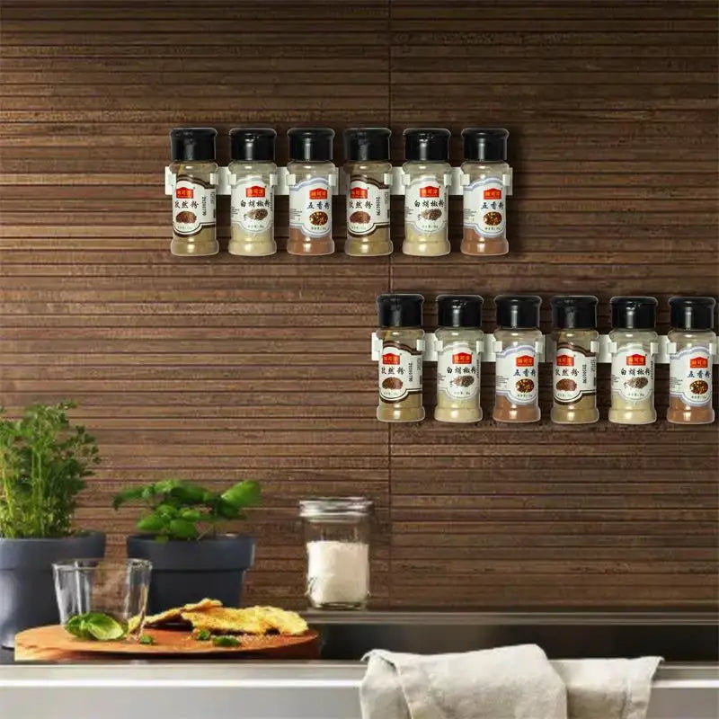 2pcs Plastic Kitchen Jar Rack Wall-Mounted  Bottles Holder Spice